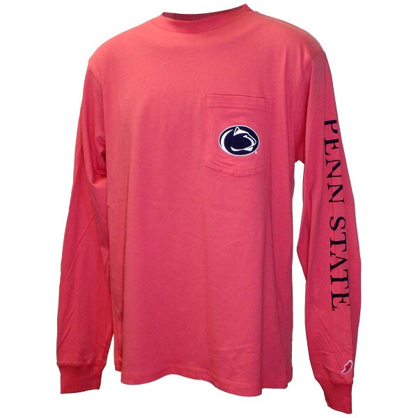 Nantucket Red long sleeve t-shirt with Athletic Logo on left chest pocket and Penn State down left sleeve